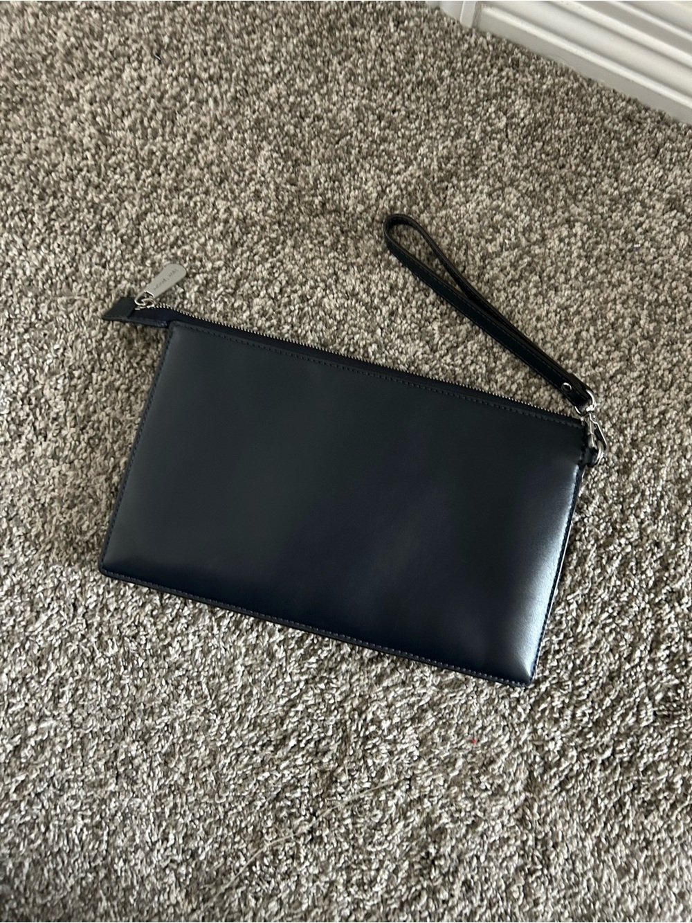 Michael Kors Dark Blue Wristlet Clutch with Light Blue and Silver Floral Accents - Picture 2 of 5